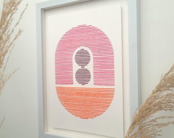 Minimal 10, Bordado sobre papel, Arte textil, Arte contemporáneo, Tapiz de pared, Arte enmarcado, Minimalista, Tapiz de pared boho, Arte de fibra