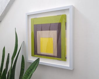 Geneste tinten 7, textielkunst, moderne geometrische wanddecoratie van vezels, ingelijste huisdecoratie
