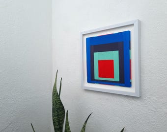 Geneste tinten textielkunst, moderne ingelijste muurdecoratie van vezels