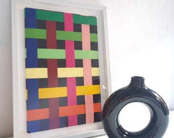 Handgemaakte kleurrijke geweven wanddecoratie, moderne textielkunst