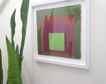 Geneste tinten 10, textielkunst, moderne geometrische wanddecoratie van vezels, ingelijste huisdecoratie