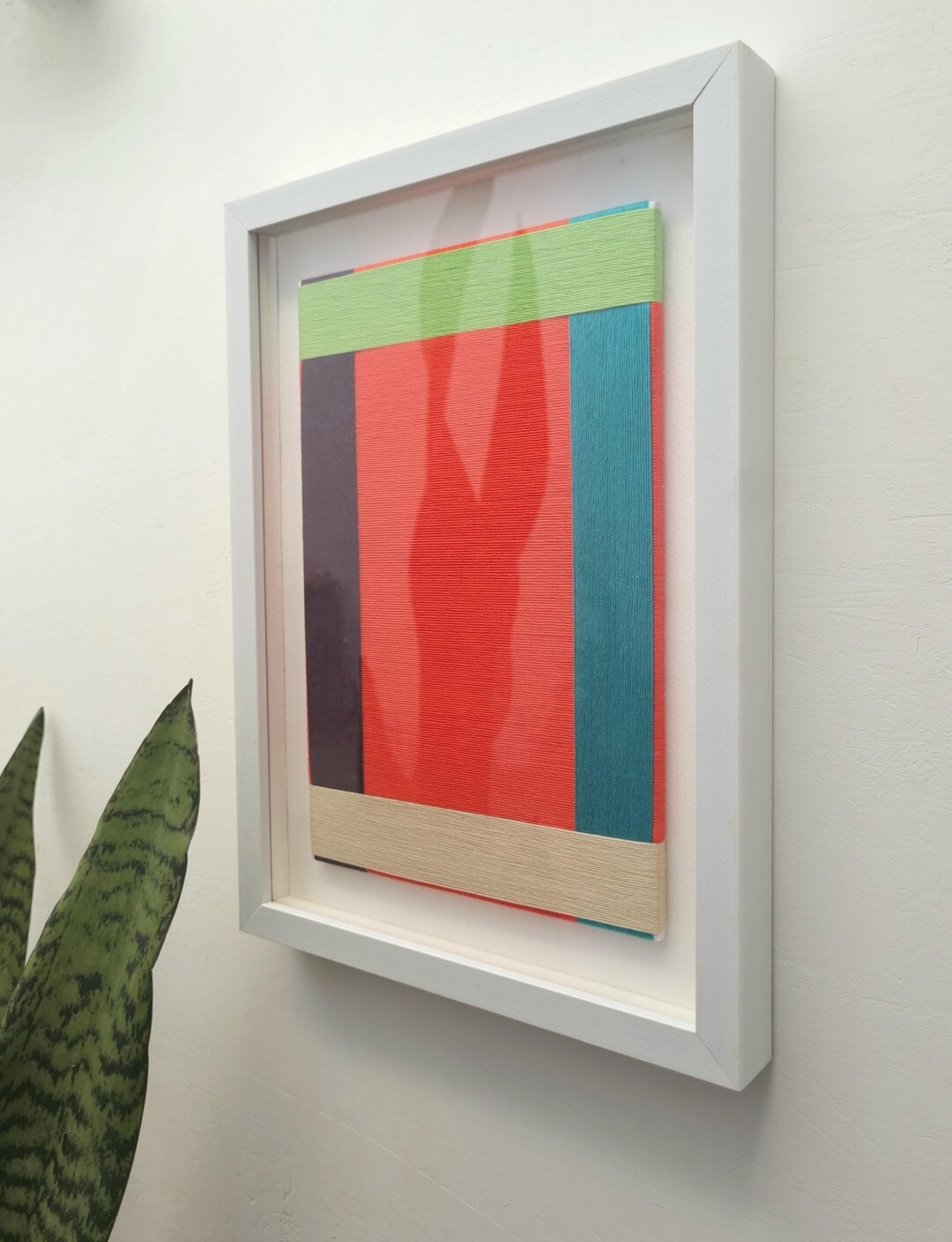 Fresh Look at Geometric Fiber Art Colorful Textile Wall Hanging Framed Art