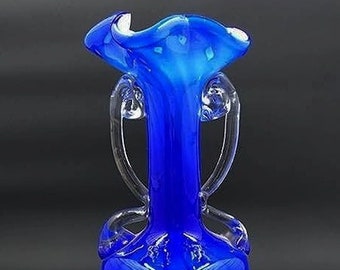 Vintage Dark Blue Glass Vase