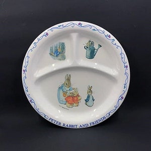 Vintage Peter Rabbit & Friends Divided Plate - Beatrix Potter - Retro Melamine Dish - 3-Section Mealtime Magic Kids Plate