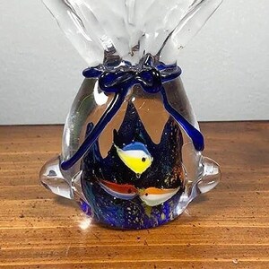 Vintage Tropical Fish Glass Paperweight – Murano Style Art Glass – Vintage Hand Blown Decorative Glass