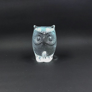 Whimsical Glass Owl Paperweight – Hand Carved Clear Owl Figurine - Office or Home Decor - Glass Paperweight