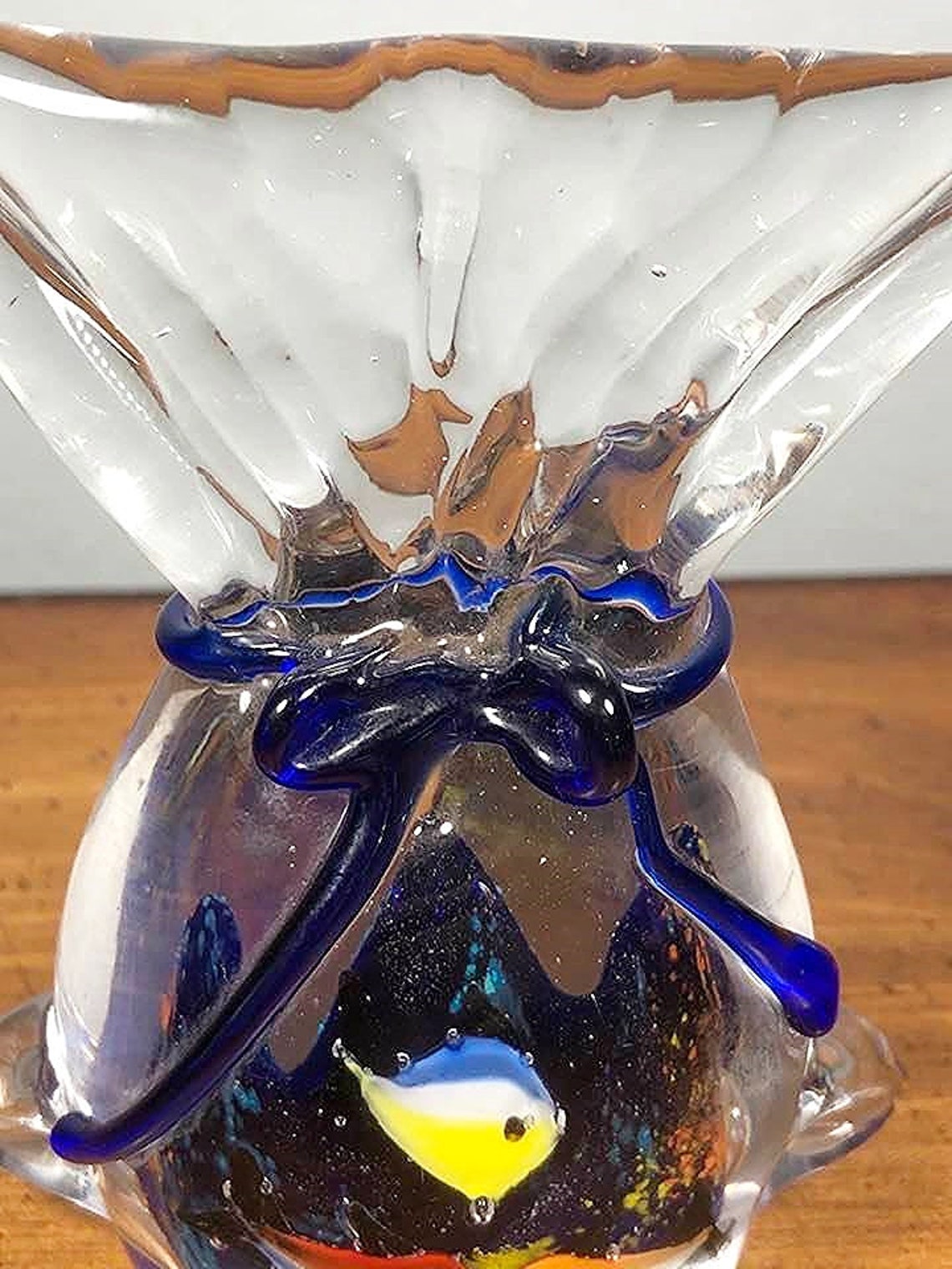 Vintage Hand Blown Glass Fish in a Bag Paperweight Etsy
