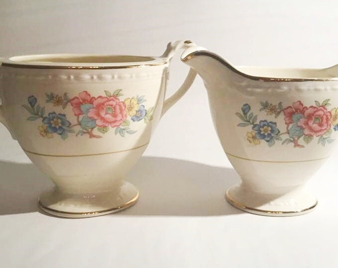 Sugar Creamer Tray Set Daffodil Rose Fiesta Daffodil Sugar Creamer Tray Set American Made Ceramic - View #11