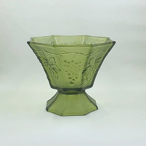 Vintage Avocado Green Footed Candy Dish