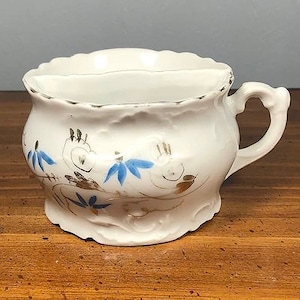 Hand Painted Shaving Cup - Vintage Ceramic Shaving Mug - Men’s Grooming Cup - Antique Barber’s Brush Bowl