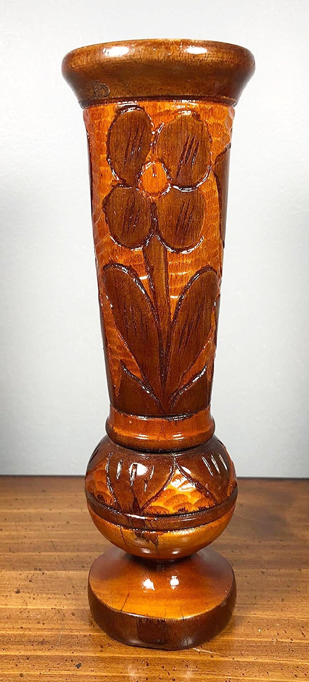 Hand Carved Wooden Vases