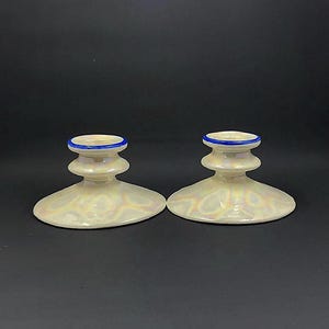 Iridescent Ceramic Candle Holders - Taper Candle Stands - Slovakian Pottery - Tabletop Décor -  Dining Table Centerpiece