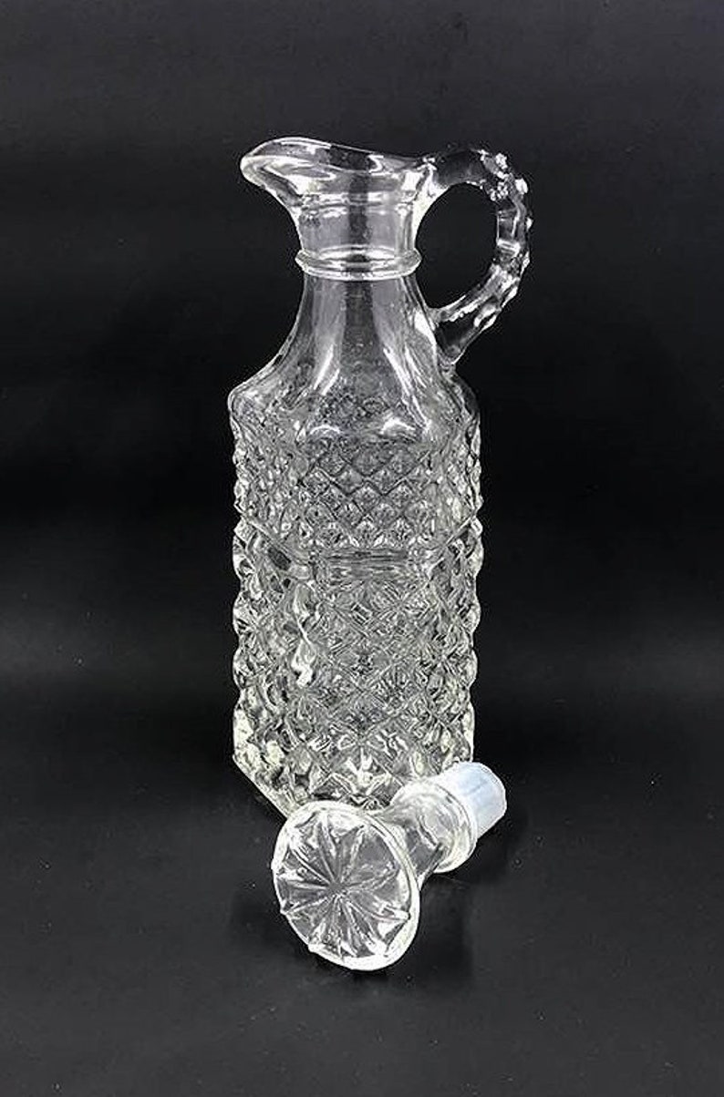 Vintage Anchor Hocking Diamond Point Glass Cruet With Stopper Etsy