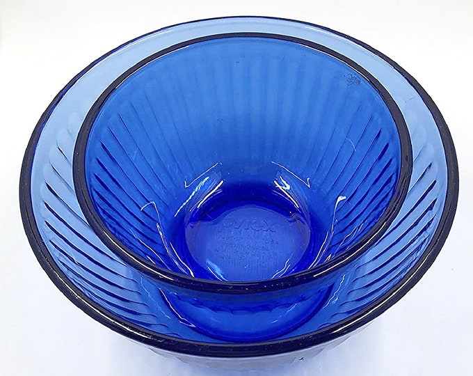 Vintage Cobalt Blue Pyrex Ribbed Glass Mixing Bowls - Etsy