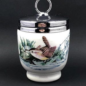 Vintage Royal Worcester Egg Coddler – White Porcelain with Birds – Made in England – Collectible Kitchen Décor