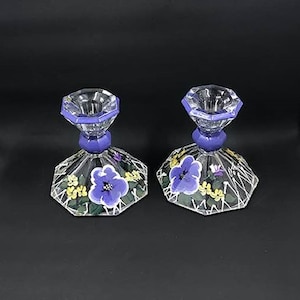 Vintage Glass Candlestick Holders