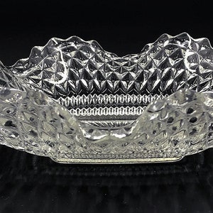 Vintage Ruffled Diamond Point Glass Serving Bowl - Etsy