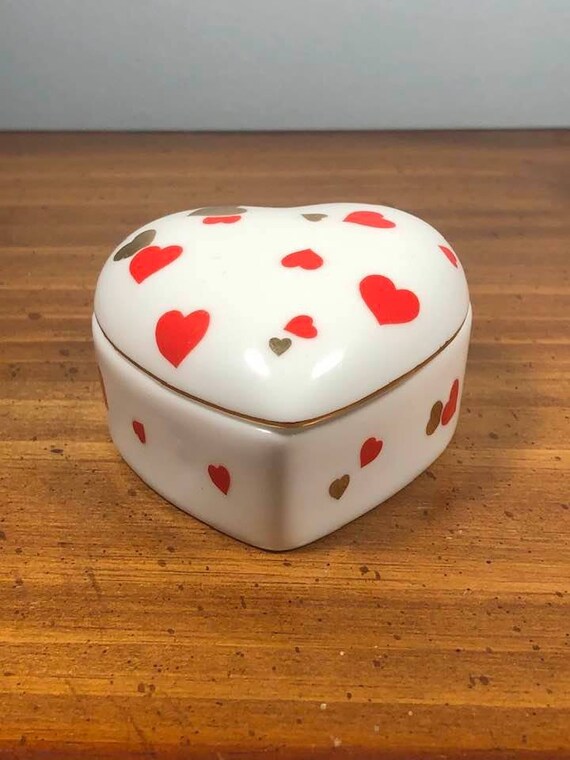 Vintage Lefton Heart Shaped Trinket Box - image 4