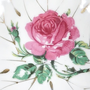 Floral Leaf Shaped Ceramic Trinket Dish - Vintage Ring Holder - Japan Jewelry Dish image 3