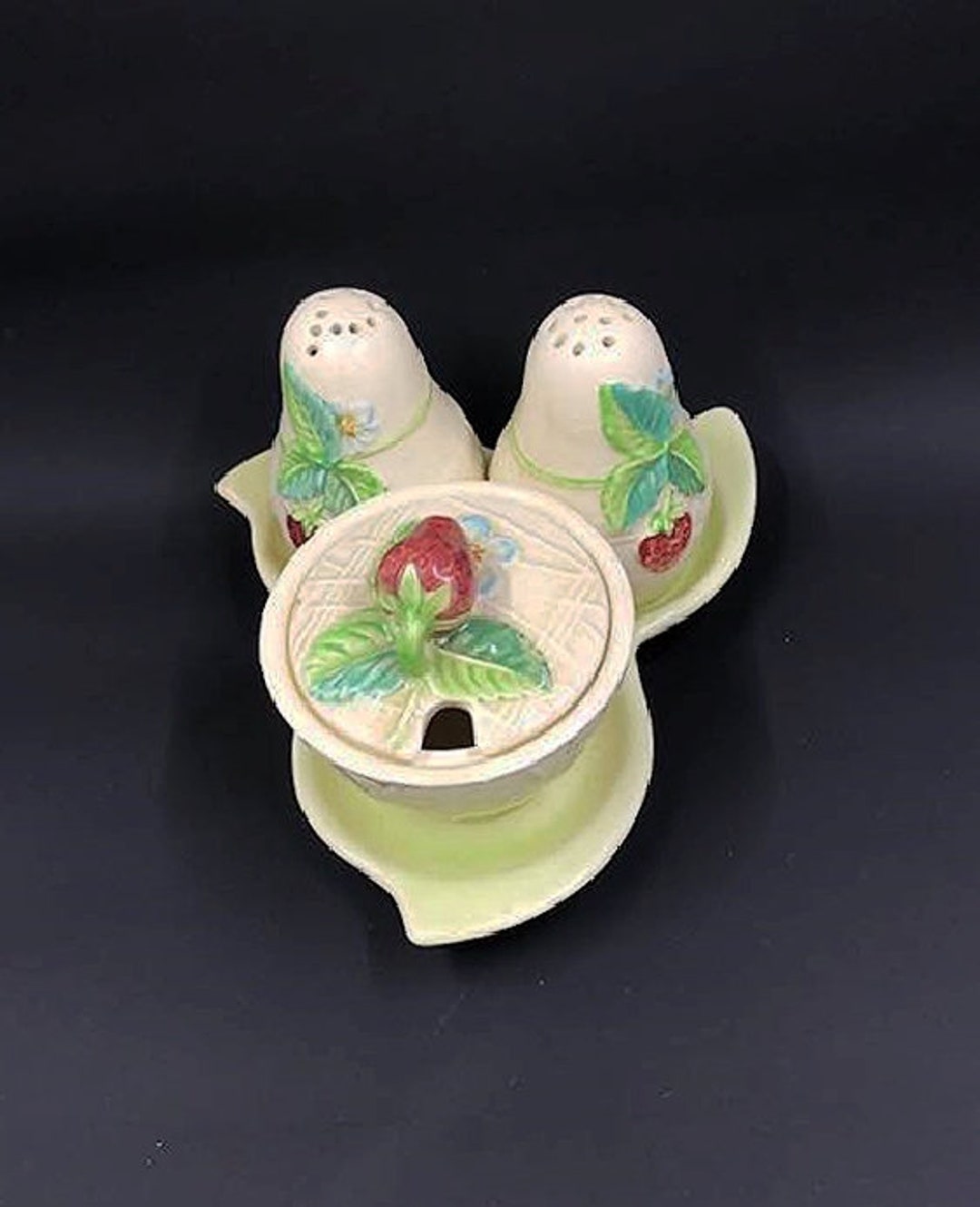 Vintage Beswick England Majolica Strawberry Cruet Set Etsy