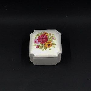 Vintage Ceramic Square Trinket Box