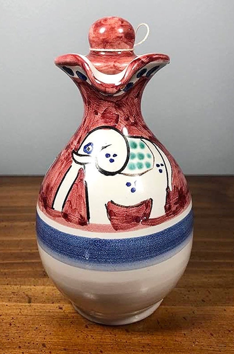Vintage Hand Painted Ceramic Elephant Cruet Set Etsy