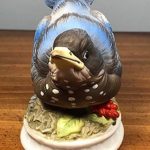 Vintage Lefton Blue Bird Figurine – Hand Painted Porcelain – Adorable Collectible Bird Statue