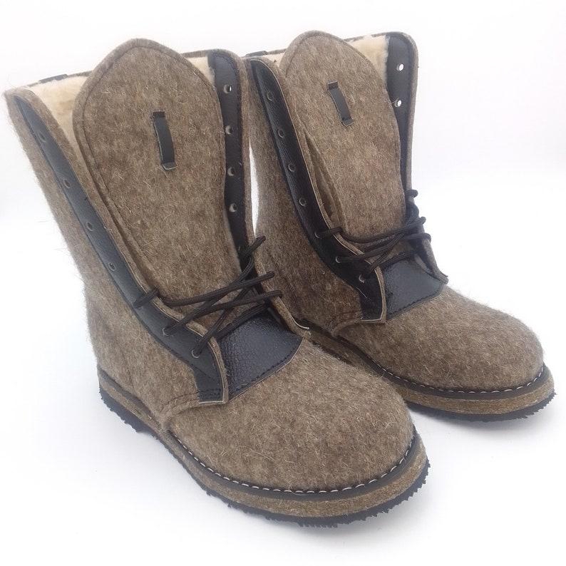 Russian original Felt boots natural very warm winter Siberia hunting hiking insulated non-slip non-freezing sole felt boots Wool walks city image 4