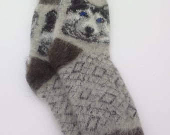 Very warm soft Casual socks Socks with a pattern on goat down, comfortable to wear, for sleeping, for shoes