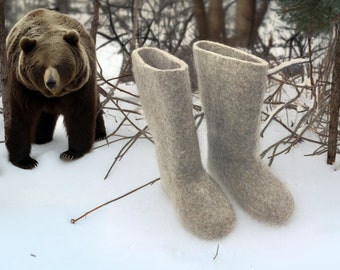 Valenki MEN Siberia RUSSIAN Original FELT boots Sheep wool winter Natural boots hunting village camping Felt boots walenki