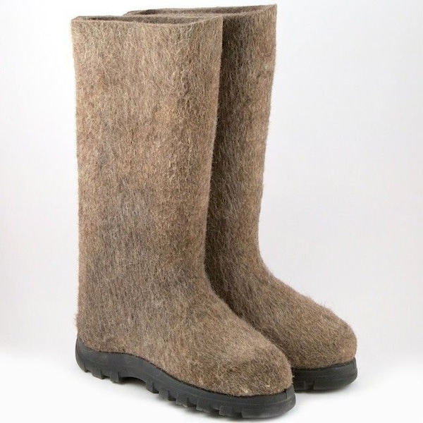 Original Siberia VALENKI walenki ugg RUSSIAN Wool sheep rubber sole winter Natural boots with polyurethane soles