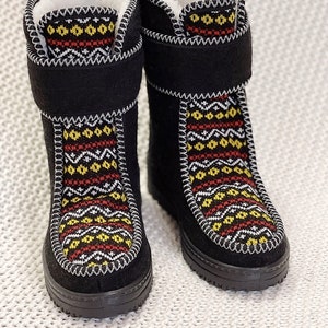 schoenen dames doek winter herfst rubberen zool met bont Russische vilten laarzen