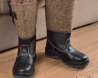 100% Sheep Wool Valenki Boots: Natural Felt Winter Warmth for Camping, Hunting