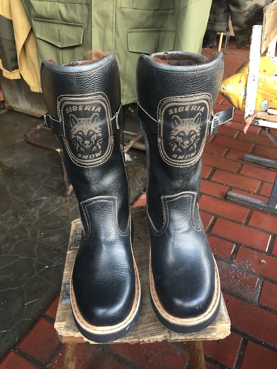 Handmade Leather Boots with Natural Sheep Fur Lining, Anti-Slip Rubber Sole