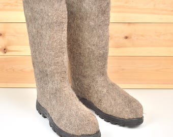VALENKI walenki RUSSIAN Botas de invierno de lana de oveja con suela de goma, naturales, con suela de poliuretano, Original Siberia