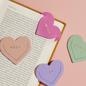 Personalized Leather Heart Corner Bookmark *US TARIFFS COVERED*