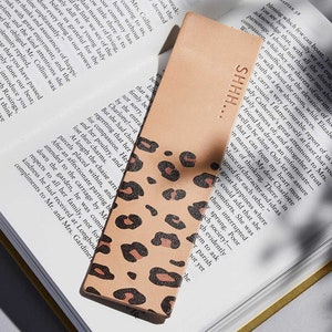 Personalised Leopard Print Leather Bookmark + Stamped Name / Bookish  Christmas Stocking Filler / Birthday Gift for Her, Animal Print Gift