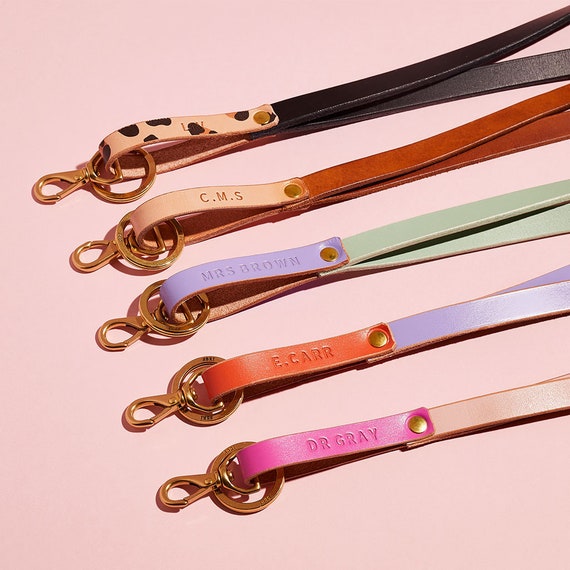 Personalised Leather Lanyard Colourful Luxury Lanyard for Keys, ID Badge,  Event Pass Personalised Gift for Teachers, Nurses, Key Workers 