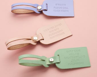 Personalised Leather Luggage Tag with Debossed Text *US TARIFFS COVERED*