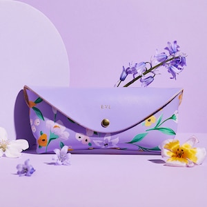 Custodia per occhiali in pelle con stampa floreale personalizzata / Regalo personalizzato per la festa della mamma / Custodia per occhiali da sole da donna, occhiali da lettura, occhiali da sole