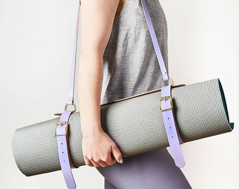 Luxury Leather Yoga Mat Carry Strap | Fitness Mat Sling Handle Carrier | Alternative Exercise Mat Bag | Picnic Blanket, Beach Towel Holder