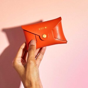 Personalised Leather Coin Purse Women Orange Leather Purse