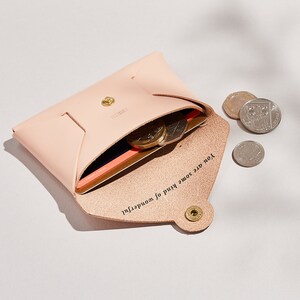 Personalised Leather Coin Purse Women / Blush Pink Leather Purse / Mother's Day Gift for Mum / Secret Message Coin Purse Gold Initials image 5