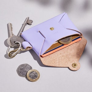 Personalised Leather Coin Purse with Key Strap / Change Purse Women / Mother's Day Gift for Her / Secret Message Coin Purse Gold Initials 画像 3