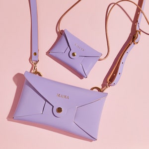 Mummy and Me Personalised Leather Bag Set | Match Mother + Daughter Leather Handbags for Mother&#39;s Day | Mum and Daughter Twinning Gift Set
