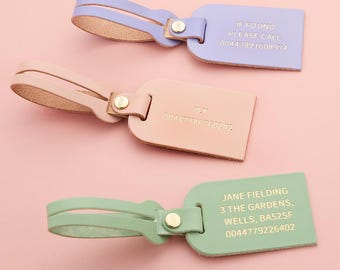 Personalised Leather Luggage Tag with Gold Foil Text *US TARIFFS COVERED*
