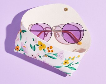 Étui à Lunettes En Cuir Personnalisé - Imprimé Floral Ludique | Cadeau Personnalisé Pour La Fête Des Mères | Étui Pour Lunettes De Soleil Et Lunettes De Lecture Pour Femmes - France