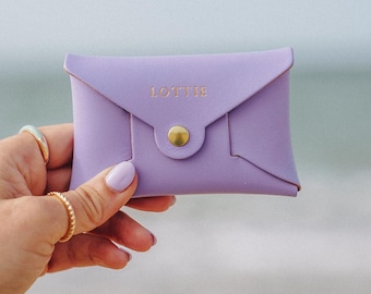Personalized Lilac Leather Card & Coin Purse (+ hidden secret message)