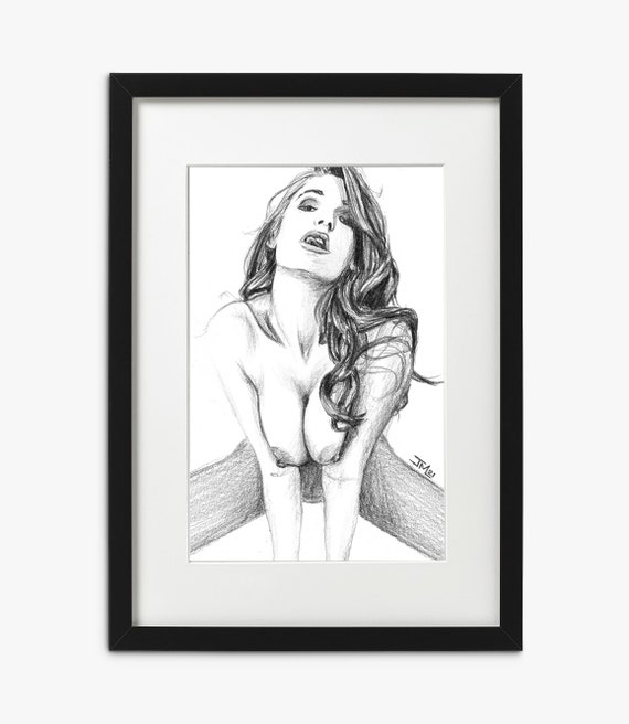 Erotic Art Nude Original Artwork Boobs Nipple Erotic