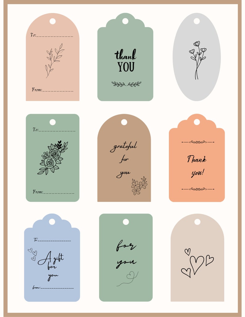 Printable Gift Tags Etsy
